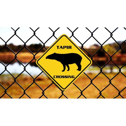 ZMEIZ Tapir Crossing Warning Sign Tapir Animal Caution Yellow Wall Art Decorative Decor For Fence Home Farmhouse Yard Road Quality Metal Sign 12x12 Inches