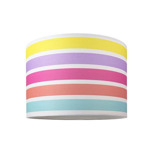 Happy Homewares Modern and Cute Multi Coloured Rainbow Stripe Cotton Fabric Lamp Shade - 10" for Table Lamp or Pendant Light