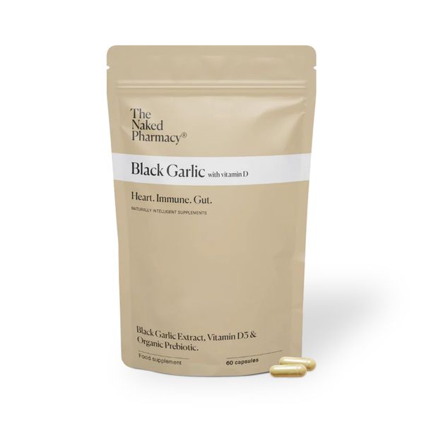 The Naked Pharmacy | Black Garlic Supplements | for Gut, Cardiovascular & Immune System | with Vitamin D & Moringa | Odourless | 60 Capsules