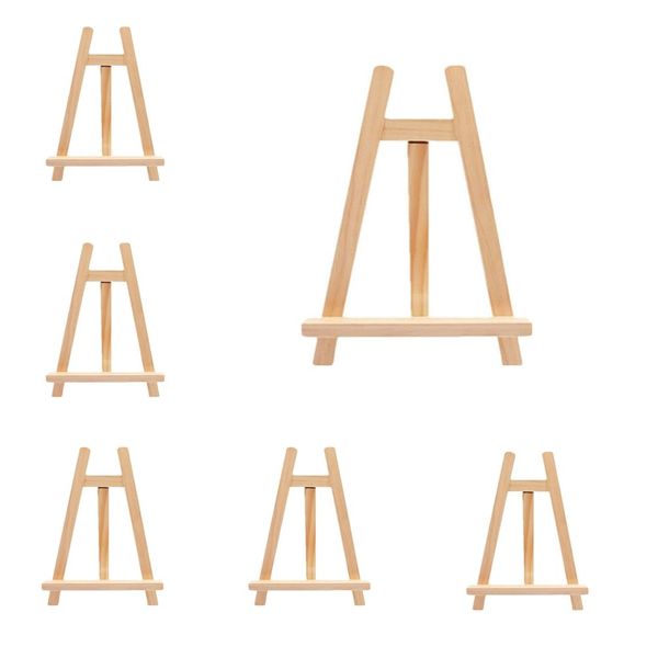 AHAQU 6PCS Mini Easel Stand, 20x28cm Wooden Tabletop Easel Holder Stand, Artist Triangle Easel, Small Desktop Display Easel for Photos, Painting, Drawing, Calendar, Weddings, Crafts