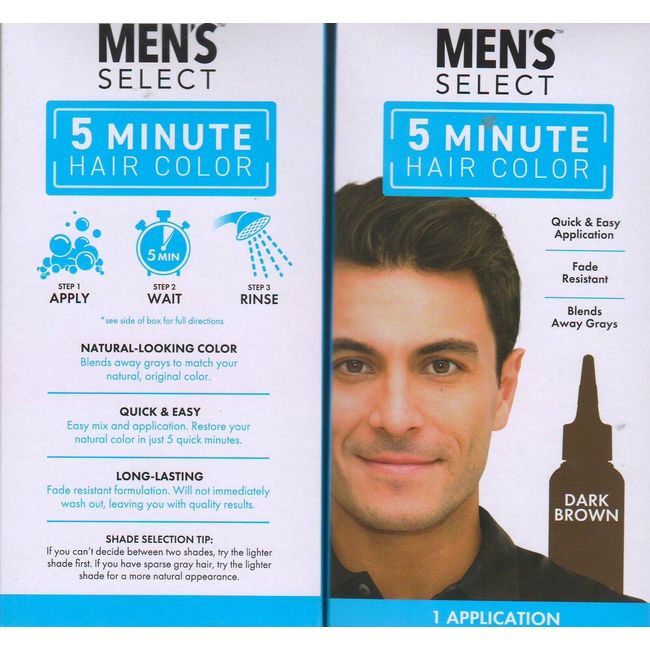 2 pack Men's Select 5 Minute  Hair Color Dye DARK BRWON