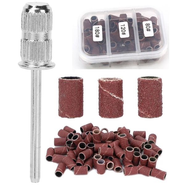 Agatige 75Pcs Sanding Bands for Nail Drill, 80/120/180 Grit Electric Nail Files Nail Art Sanding Band with Nail Drill Bits and Storage Box for Acrylic Gel Nail Manicures and Pedicure