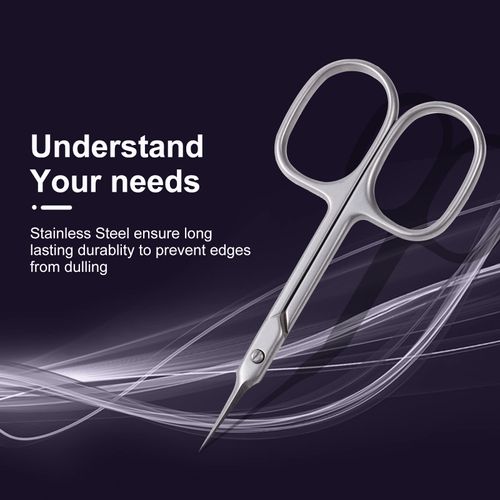 BNG Cuticle Scissors Professional Sharp Curved Cuticle Nail Scissors for Women Men, Stainless Steel Cuticle Nipper Nails Remover, Pedicure Manicure Nail Art Tool, Silver