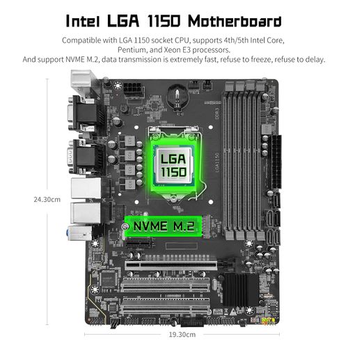 SHANGZHAOYUAN H97M PRO Motherboard Micro-ATX LGA 1150 Motherboard with SATA3.0, USB3.0, NVME M.2, PCIE 3.0, 4*DDR3 Non-ECC, support 4th/5th gen Intel Core i3 i5 i7/Pentium/Xeon Processor