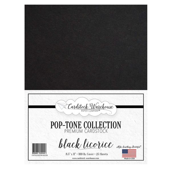 Cardstock Warehouse Pop Tone Black Licorice - 8.5 x 11" - 100 Lb. / 270 Gsm Matte Premium Cardstock Paper - 25 Sheets