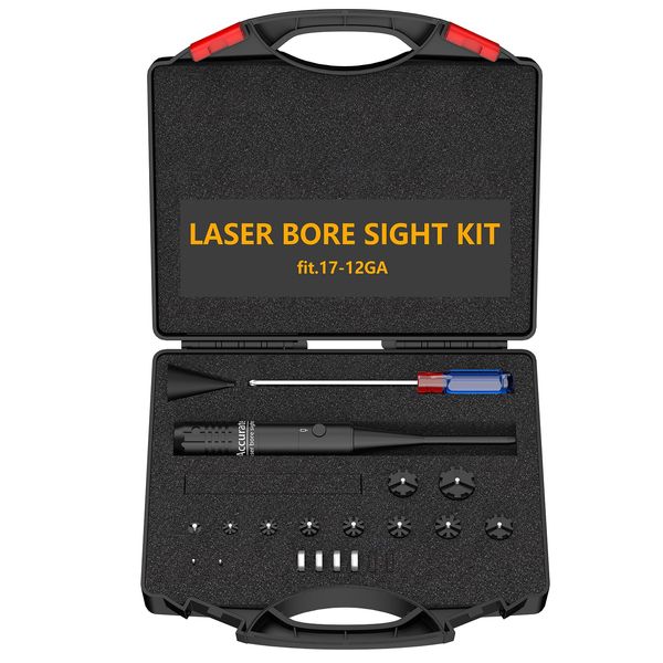 Theopot Bore Sight Kit Red Boresighter with Button Switch for.17 to 12GA Caliber Rifles Handgun Red Laser Sight