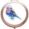 Tropical bird (style 1A) - Plain folding compact pocket mirror - rose gold round circle shape