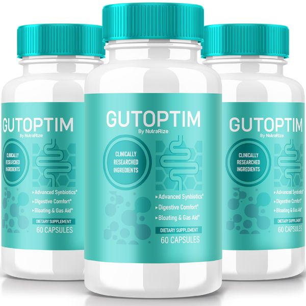 (3 Pack) GutOptim Vitamin, Advanced Formula Capsules for Gut Health, GutOptim All Natural Supplement for Digestive Wellness, Extra Strength Official Formula, Gut Optim Reviews (180 Capsules)