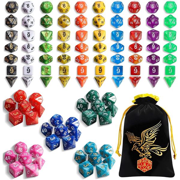 YILAIDA 105PCS Polyhedral Game Dice, 15 Color DND Dice Set Double-Colors DND Dice Role Playing Dice for Dungeon and Dragons DND RPG MTG Table Games Dice D4 D6 D8 D10 D% D12 D20