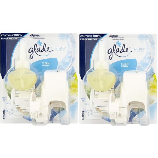 glade 2 x Electric Holder & Scented Oil Plugin Refill - Clean Linen