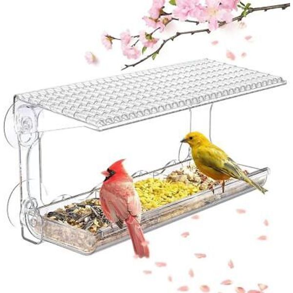 Window Bird Feeder for Outdoors, Clear Bird Feeders Window Mounted with Strong