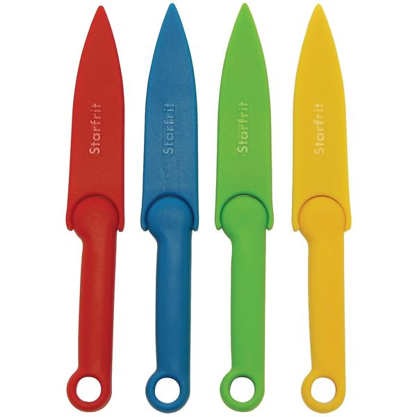 Starfrit 4-Piece Paring Knife Set with Covers, Red/Blue/Green/Yellow