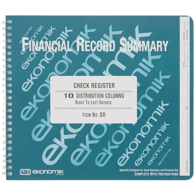 Ekonomik DD Wirebound Form Dd Check Register W/10 Left Distribution Columns, 8-3/4X10