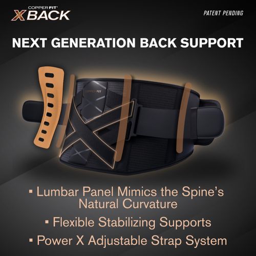 Copper Fit X-Back Brace for Lower Back Pain, Lumbar Support, Herniated Disc, Sciatica, Arthritis – Adjustable, Breathable Design - for Men and Women (2XL/3XL)