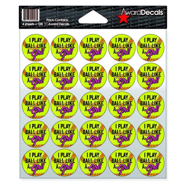 Award Decals Softball Girl Decals (100 Stickers)