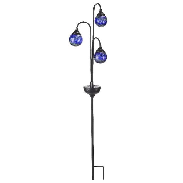Smart Solar Trio Globe Stake Solar Light -Blue Glass