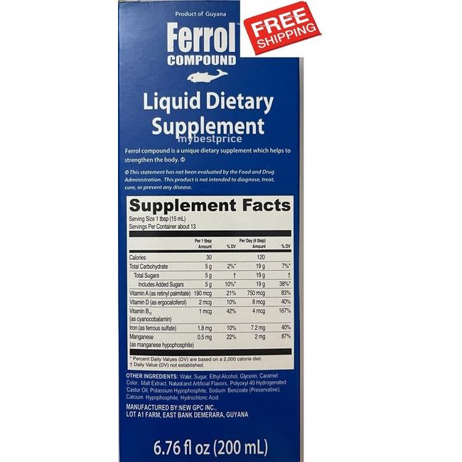 Ferrol Compound 6.76 oz 200 ml Dietary Supplement Strengthen the Body Fortalece