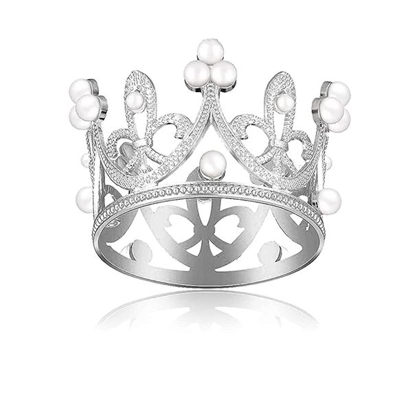 BTtime Crown Princess Tiara Mini Cupcake Crown Wedding Princess Party Birthday Cute Rope Pearl Tiara Cake Accessories Decoration