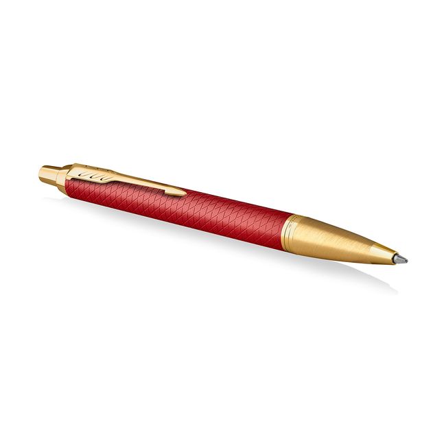 Parker IM Ballpoint Pen | Premium Red Lacquer with Gold Trim | Medium Point with Blue Ink Refill | Gift Box