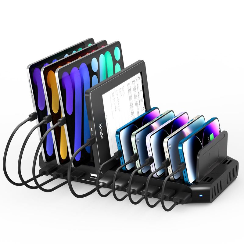 Station De Charge Intelligente LVSUN 10 Ports USB – 60W, Modèle CS52QT, Noir