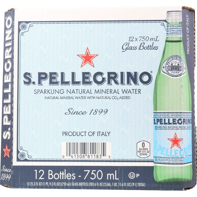 Bulk San Pellegrino Sparkling Water, 1L Glass Bottle (12 Pack