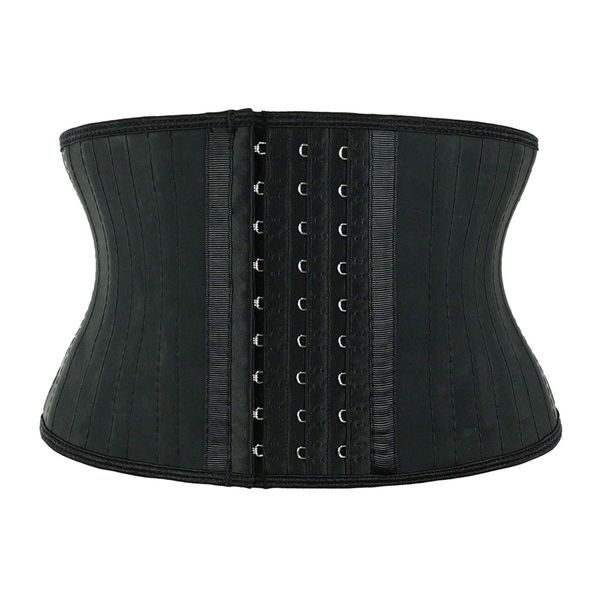 Atbuty Super Short Torso Waist Trainers Cincher Corset Tummy Shaper Slimming Latex Trimmer Girdle (Black (7'' Short Torso, 25 Steel Bones), 3XS)