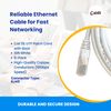 Cablix Cat 5E UTP Patch Cord with Boot, 10ft, White, 5-Pack – Reliable Ethernet Cable for Fast Networking & Internet Connections