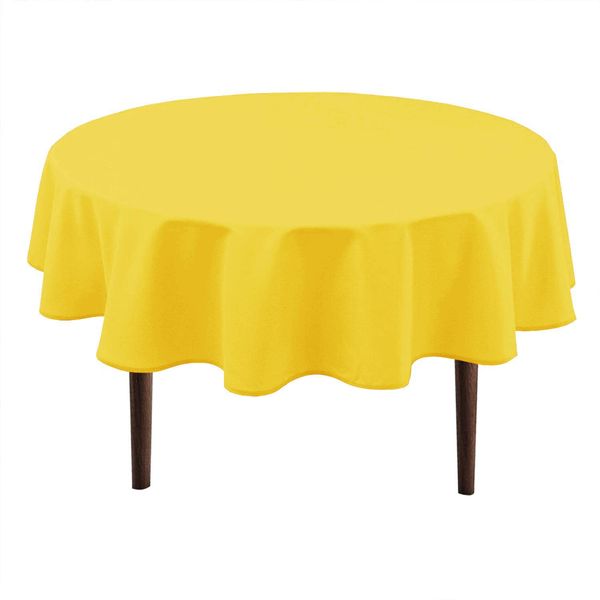 Hiasan Round Tablecloth 90 Inch - Waterproof Stain Resistant Spillproof Polyester Fabric Table Cloth for Dining Room Kitchen Party, Yellow