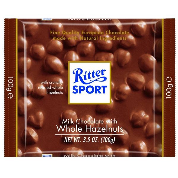 Ritter Sport: Milk Chocolate Whole Hazelnut, 100 grams (Pack of 2)