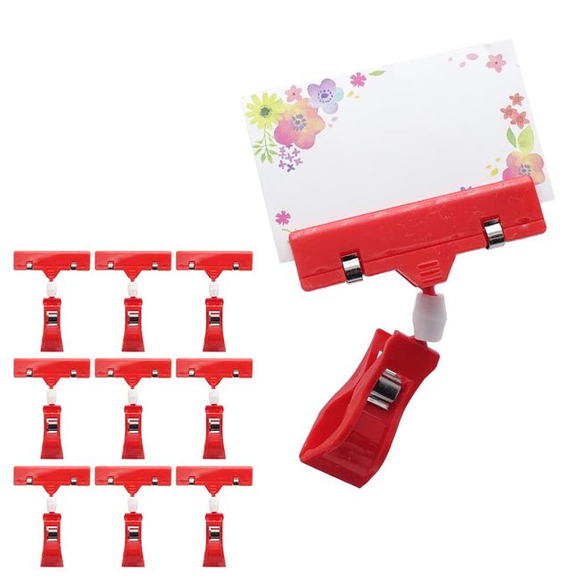 Pop Stand Clip 360 Degree Rotation Price Card Store Office Cardboard Laminate 10pcs (Red)