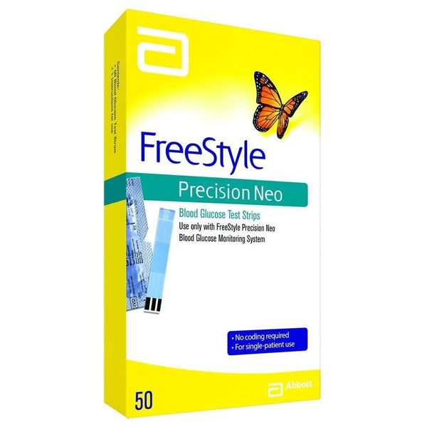 FreeStyle Precision Neo Blood Glucose Test Strips 0.6 microliter 50 Ct Pack of 2