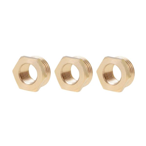 uxcell Brass Threaded Pipe Fitting Female Hex Bushing Adapter G1/2 Male x G1/4 Female 3pcs