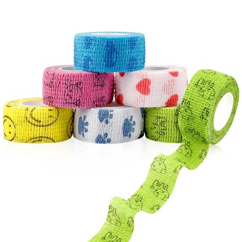 Jagowa 6 Rolls Vet Wrap Self Adhesive Bandage Tape Cohesive Compression Bandage for Pets Finger Sports and Stretch Athletic
