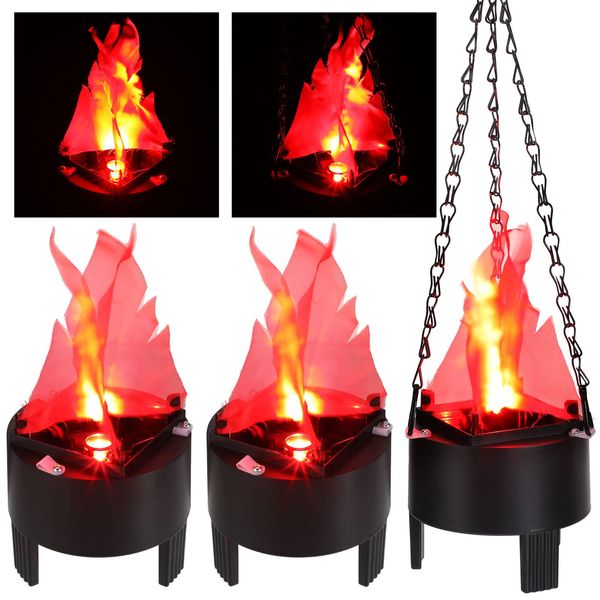 Macarrie 3 Pcs Fake Flame Light LED 3D Fake Flame Torch Lamp Artificial Flame Lamp 110V Realistic Flame Hanging Cauldron Effect Light Decor for Halloween Christmas Holiday Party