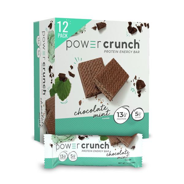 Power Crunch Protein Wafer Bars, High Protein Snacks with Delicious Taste, Chocolate Mint, 1.4 Ounce (12 Count)