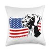 German Shorthaired Pointer American US Flag Patriotic dog Throw Pillow