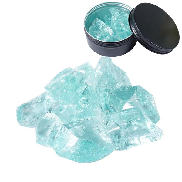 Soulnioi Natural Blue Glazed Crystal Gemstones Crystal Rock Rough Stones Raw Minerals Stones Aromatherapy Stones with Tin Can for Healing Spiritual Meditation Reiki Balancing Home Decor