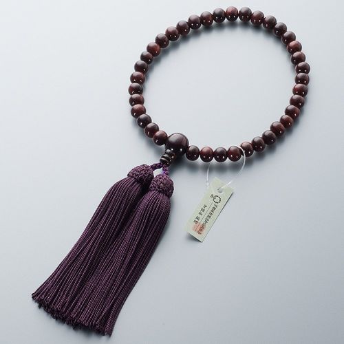 Butsudanya Takita Shoten Women's Rosary, Rosewood (Glossy) 0.3 inch (8 mm) Ball, Pure Silk Head Bassel, with Prayer Bag, Can be Used in All Sects, Kyoto Prayer Beads, Certificate Included