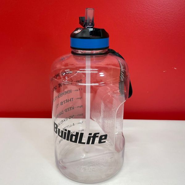 Build Life 1 Gallon 3.78L Water Bottle Motivational Message Fitness Daily Health