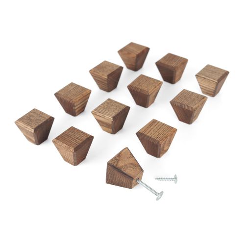 TOROS store Ash Tree Wood Cabinet Knobs - 1x1 inches Diamond Shape - Wooden Drawer Pulls for Cabinets Doors, Dresser and Drawers Knob, Kitchen Cabinet Door Handle, Cabinet Hardware (Set of 12)