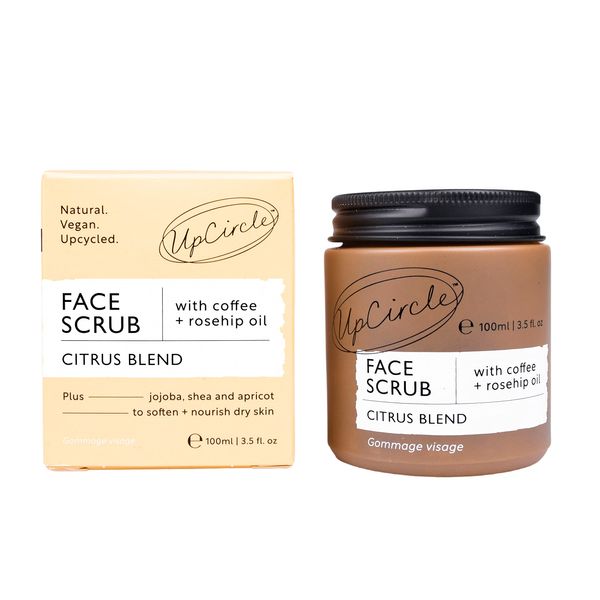 UpCircle Coffee Face Scrub - Citrus Blend For Normal + Dry Skin 3.5oz- Shea Butter, Coconut + Rosehip Oil - Natural, Vegan Face Exfoliator For Soft, Smooth Skin