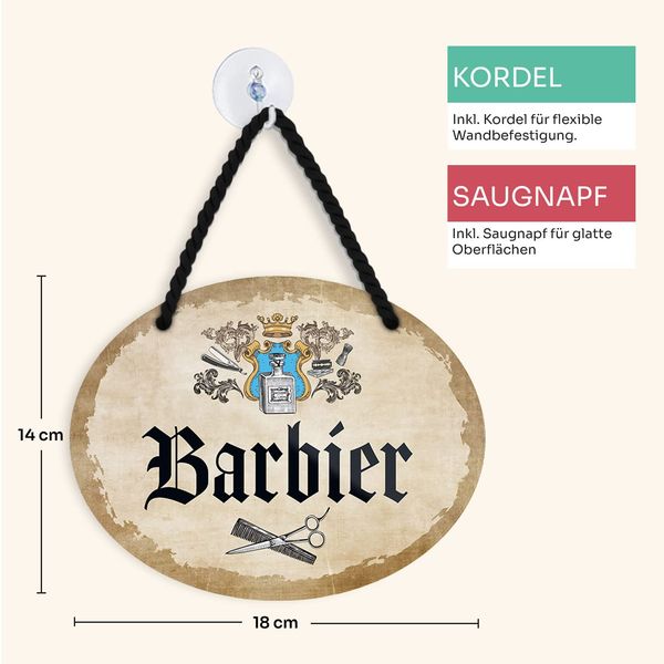 schilderkreis24 – Tin Sign Work "Barbier" Decorative Gift Idea Man 18 x 14 cm