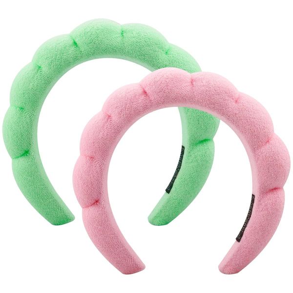 Vanyibro 2Pcs Puffy Makeup Headband,Sponge and Bubble Design,Versatile Skincare Headband for Spa, Yoga, Makeup Removal