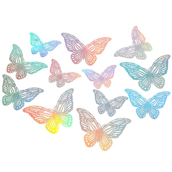 Giantree 48 Pcs Schmetterling Aufkleber Set, 3D PET Glitter Schmetterling Scrapbook Sticker Dekoration wasserdicht glänzende Schmetterling Aufkleber für DIY Fotoalben Wandaufkleber (Glitzer 1)