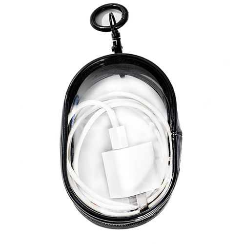 Linsaner Storage Bag for Organizing Data Cables, Earphone, Chargers, Keys, Change, Portable Transparent Storage Bag, Blind Box Doll Transparent Display Bag,Portable Multi-Function Storage Box (Black)