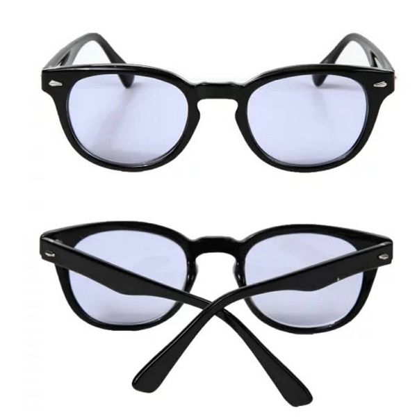 Frame Color Lens Johnny Depp Sunglasses, Clear Lenses, Glasses, Trendy, Date Glasses, Men and Women (Light Purple/Black)