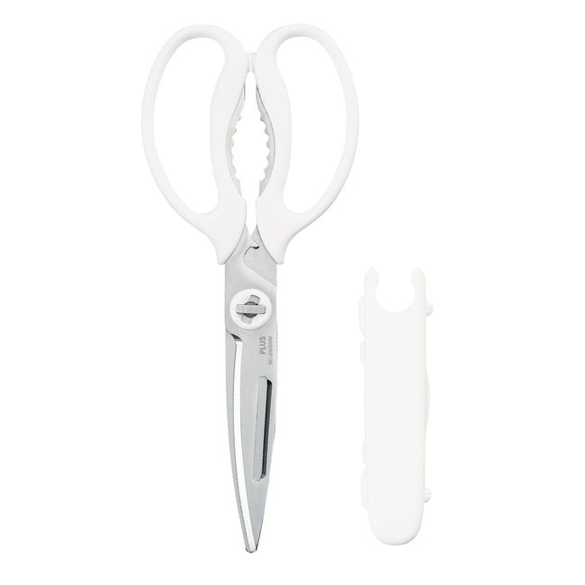 Plus Kitchen Shears Kitchen Shears Multi-function (Peeler, Bottle Opener, Lid Opener Knife) Dishwasher Safe Fit Cut Curved Mushroom White SC-200SWM 35-709