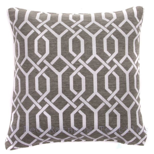 Red Rainbow Soft Chenille Grey & White Geometric Design 18" Square Sofa Cushion Cover