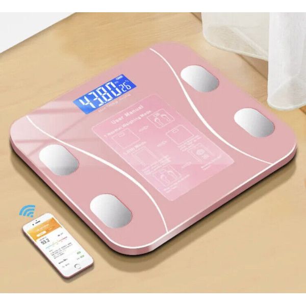 Pink Body Fat Scale Smart Wireless Digital Weight Scale Composition Analyzer