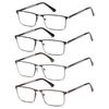 Fsread 4 Pack Blue Light Blocking Reading Glasses For Men with Spring Hinges Rectangular Reader Full Frame Ultralight Metal Frame +1.75